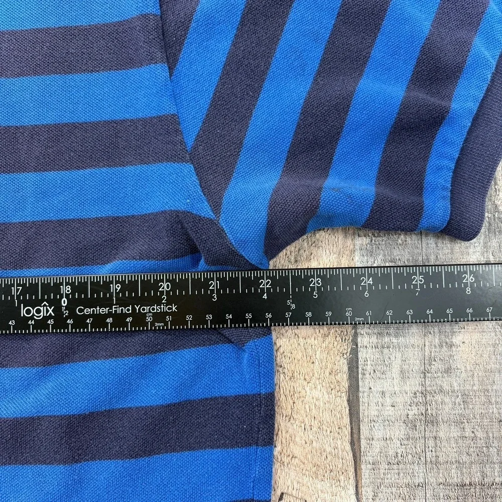 Vintage Polo Ralph Lauren Polo Shirt Men's Large Blue Striped Pony Logo Classic